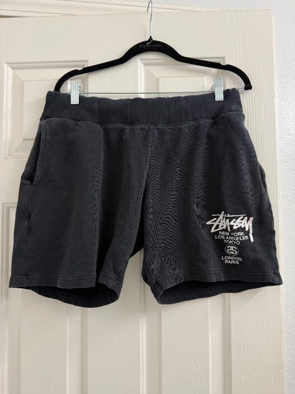 Stüssy World Tour Fleece Sweat Shorts Black Size Small